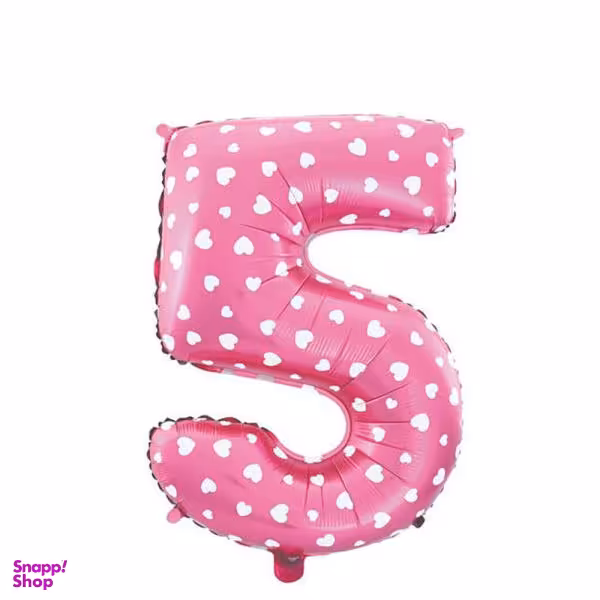 بادکنک فویلی طرح عدد 5 مدل قلب و ستاره