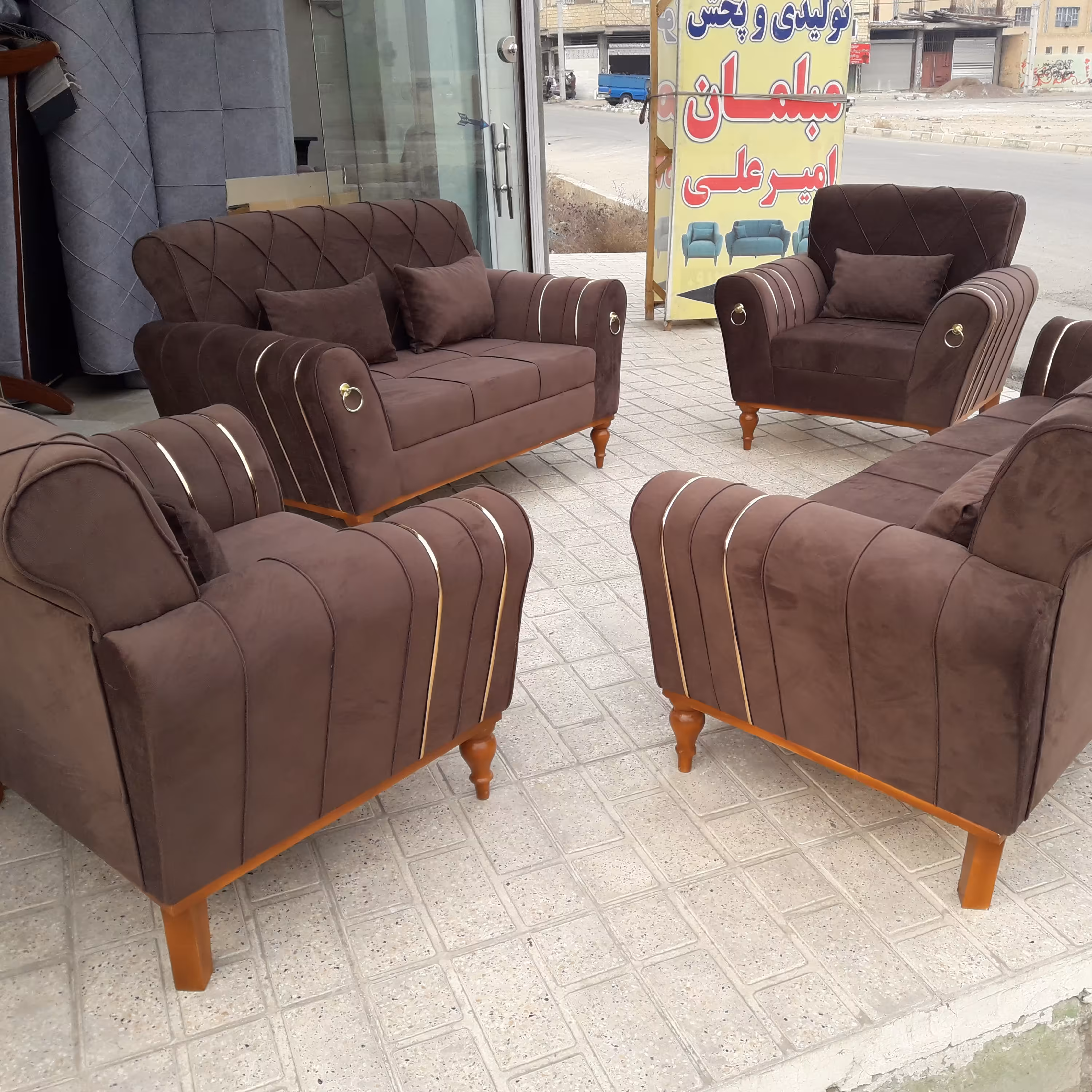 مبل راحتی اسکارلت 7نفره پایه خراطی شده