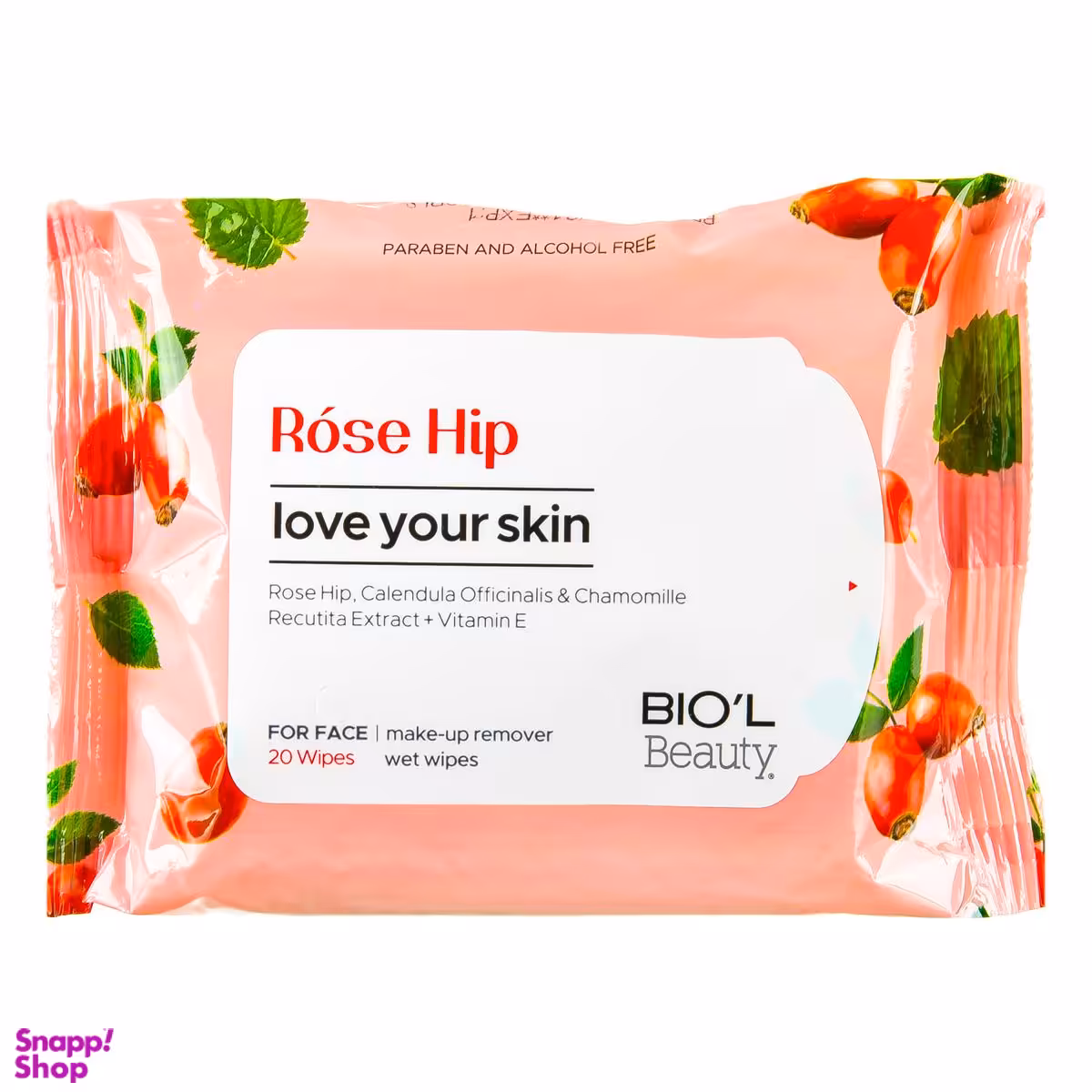 دستمال مرطوب بیول (Biol) مدل Rose HiP بسته 20 عددی