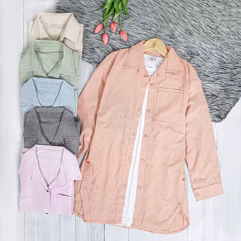 مانتو بغل دکمه لینن پنبه کیفیت عالی بدون آبرفت بسیار خنک مناسب هوای گرم فری از 38 تا 46 رنگبندی