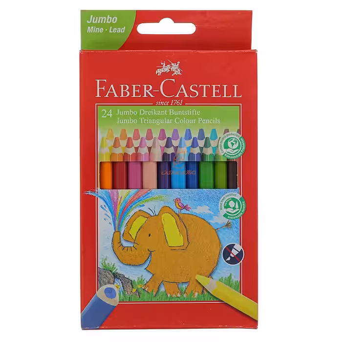 مداد رنگی 24 رنگی جامبو جعبه مقوایی فابر کاستل FABERCASTELL