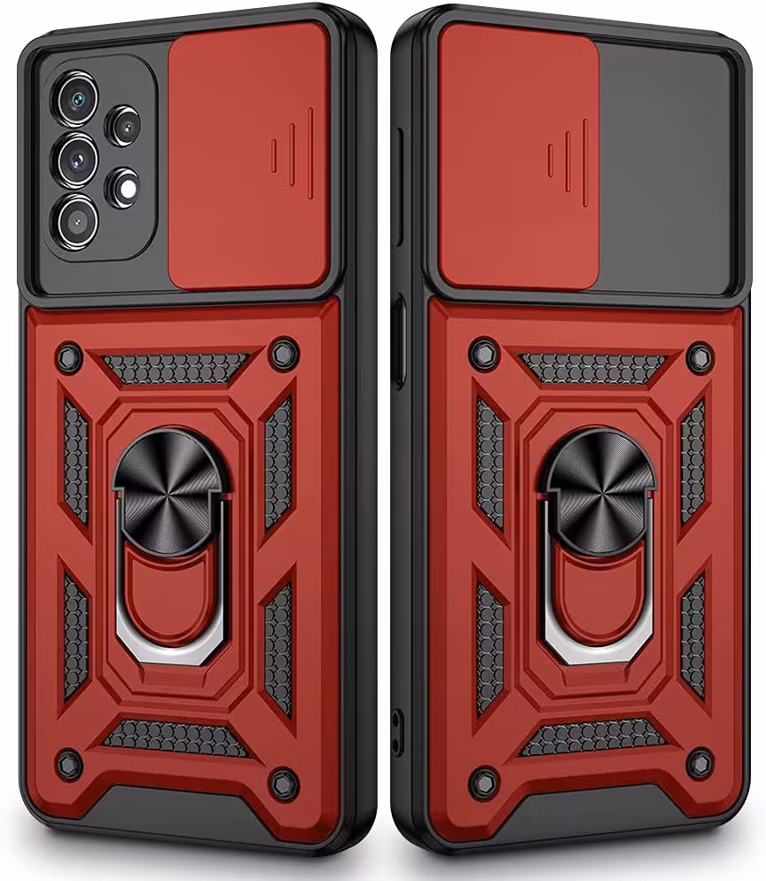 قاب ضد ضربه سامسونگ Samsung Galaxy A32 5G محافظ لنز دار کشویی - قرمز