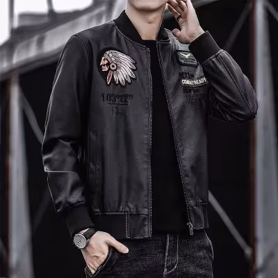 کاپشن چرم اسپورت طرح سرخ پوستی