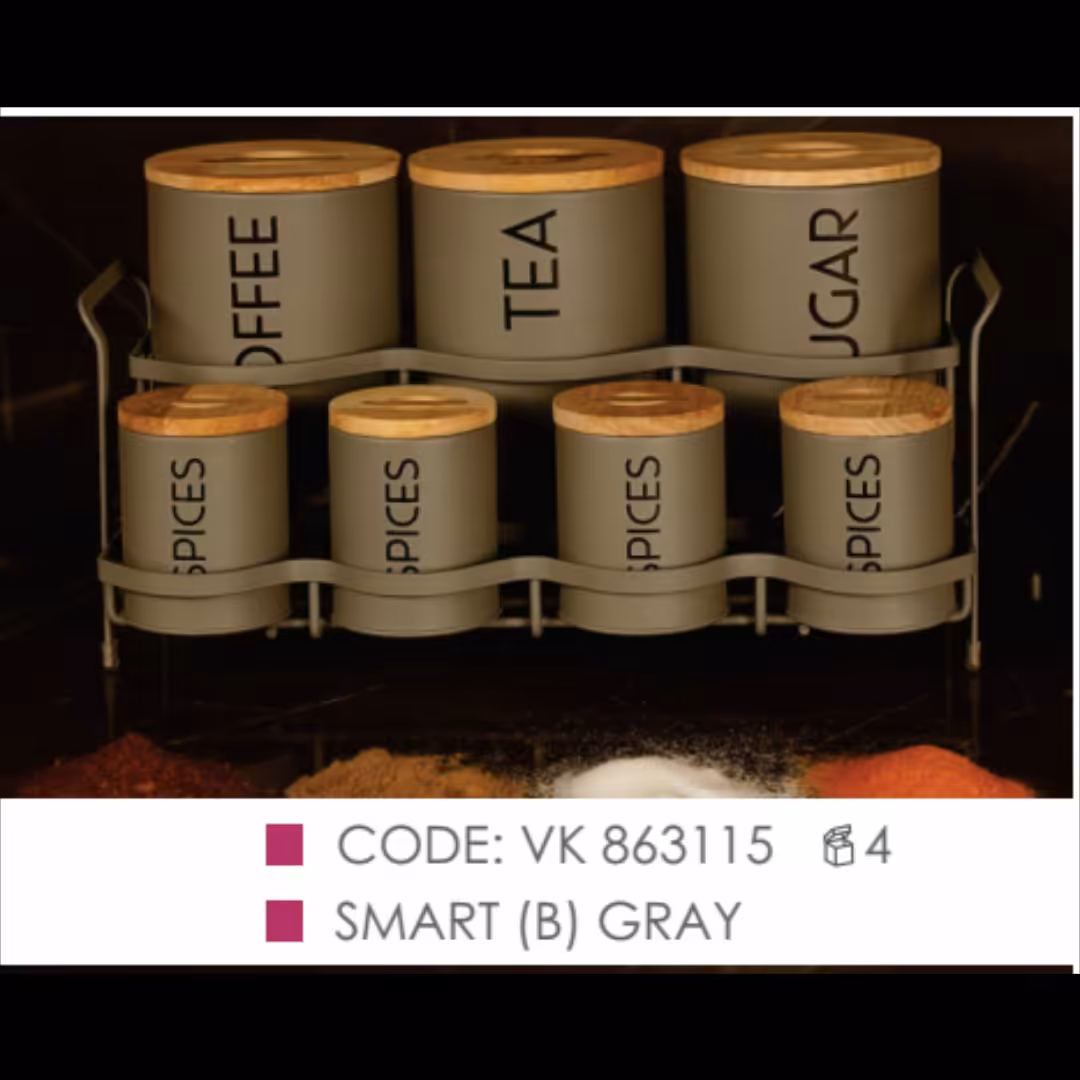 ست پاسماوری 8 پارچه برند BVK کد 863115 رنگ طوسی چاپ مشکی