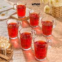 فنجان شیشه ای شیار دار 280میل لیمون 2281