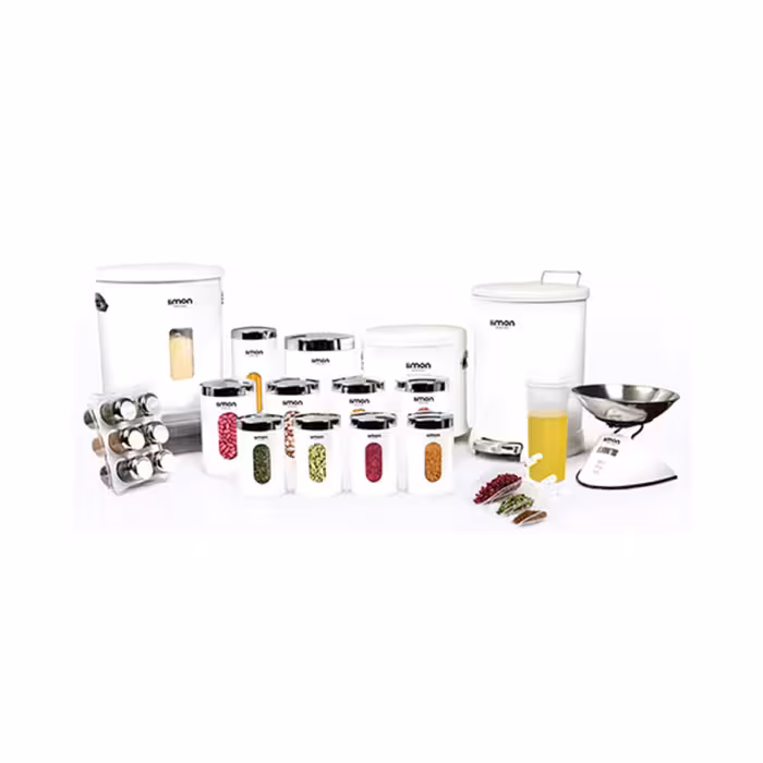 سرویس آشپزخانه گرد 22 پارچه لیمون درب شفاف مدل 1958