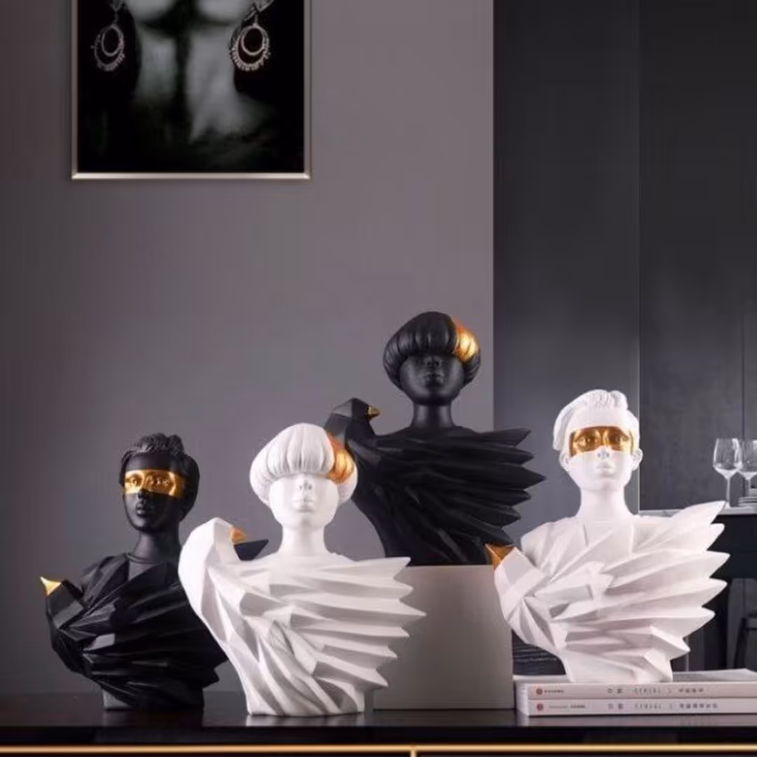 مجسمه الاهه های دو قلو (بانوان خرد و دانش) سفید با حاشیه طلایی (برای رنگ های دیگر پیام بدید)