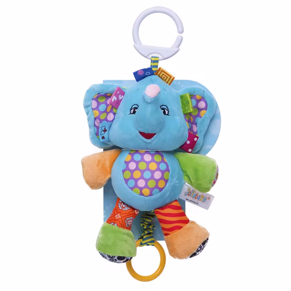 آویز نخ کش موزیکال جولی بی بی Jolly baby طرح فیل آبی