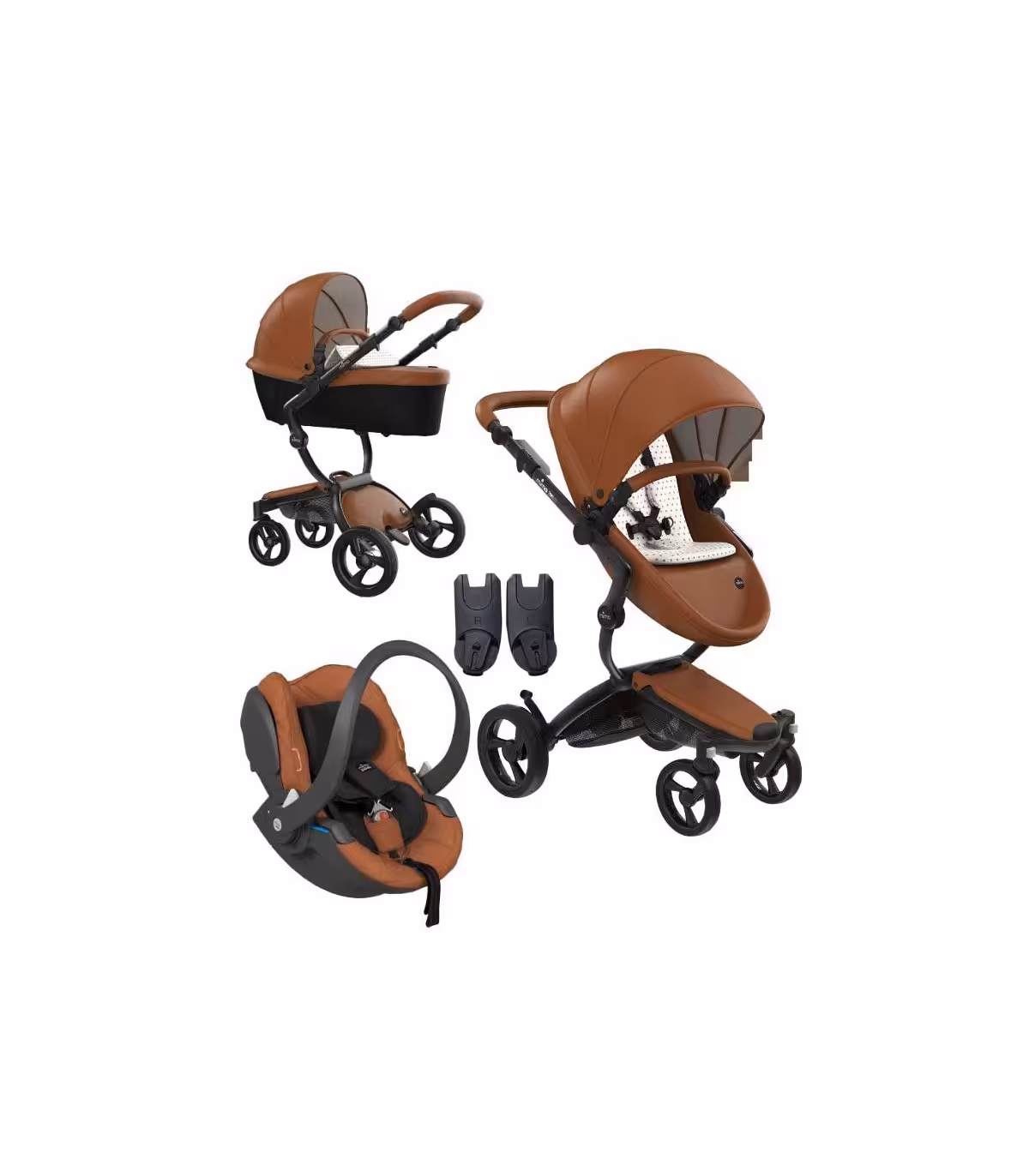 کالسکه کریر میما زاری رنگ شتری بدنه مشکی با اداپتور نصب   mima xari