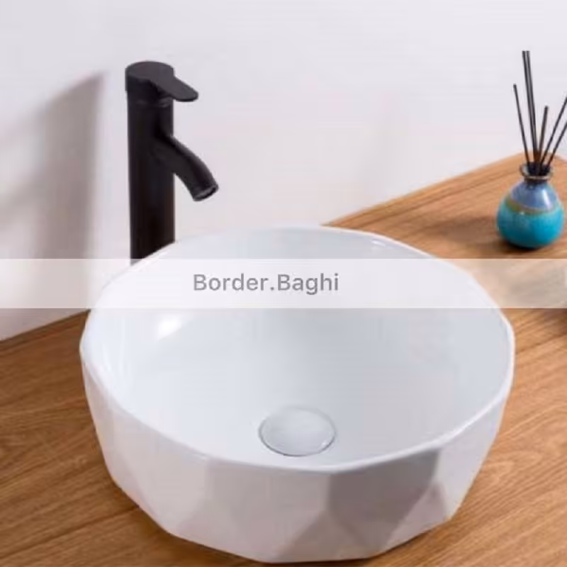 کاسه روشویی مدل گرد 8ضلعی سفید مات