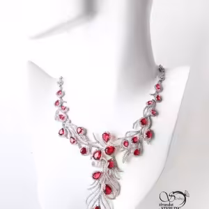 گردنبند نقره با سنگ طرح یاقوت کد 3503