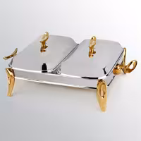 سوفله مستطیل دو خانه تک استیل مدل لوپ (دسته طلایی)