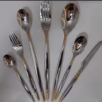 سرویس قاشق و چنگال یونیک دهانه اروپایی استیل نگیر  نیم طلایی