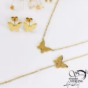 نیمست پروانه آیینه ایی طرح طلا برند استیل کد 10833