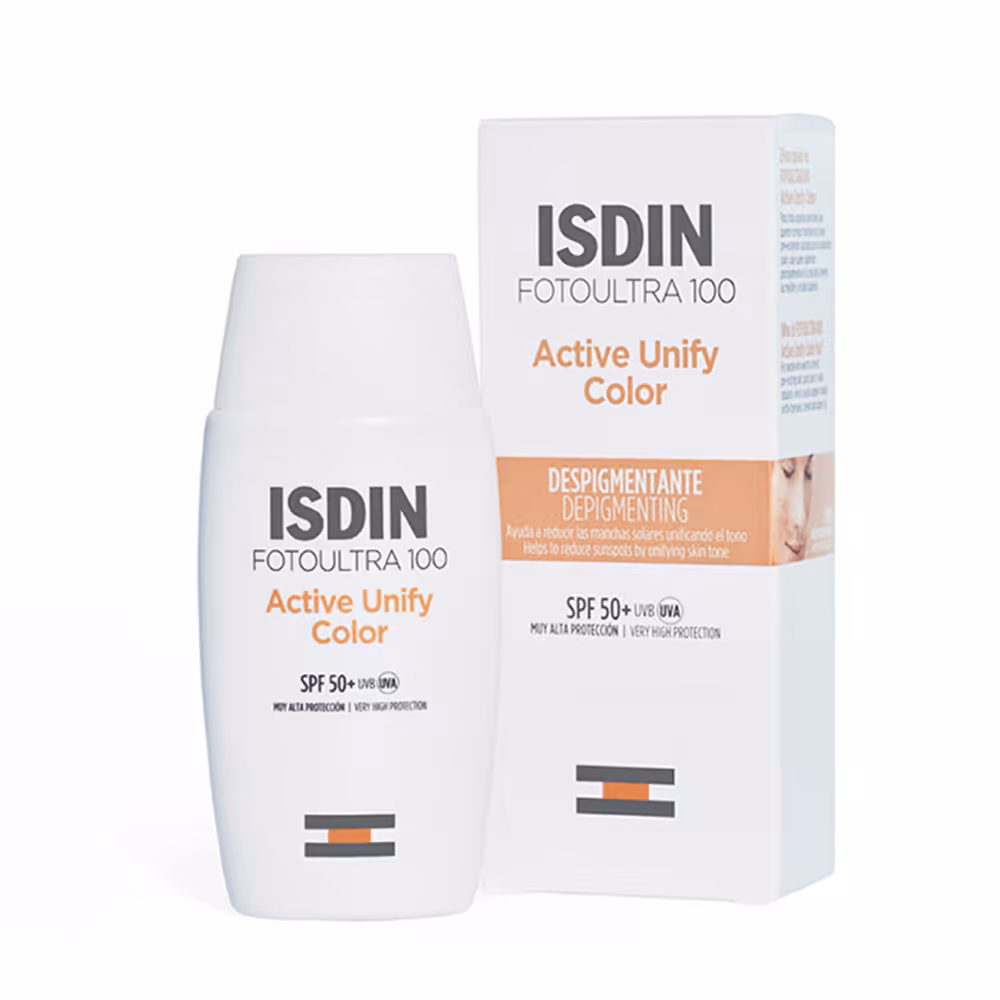 ضد آفتاب و ضد لک رنگی اکتیو یونیفای ایزدین ISDIN Foto Ultra 100 Active Unify Color Fusion Fluid SPF 50