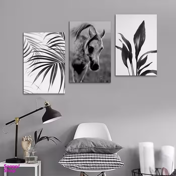 تابلو شاسی بکلیت طرح برگ و اسب مدل SH-1105 مجموعه 3 عددی