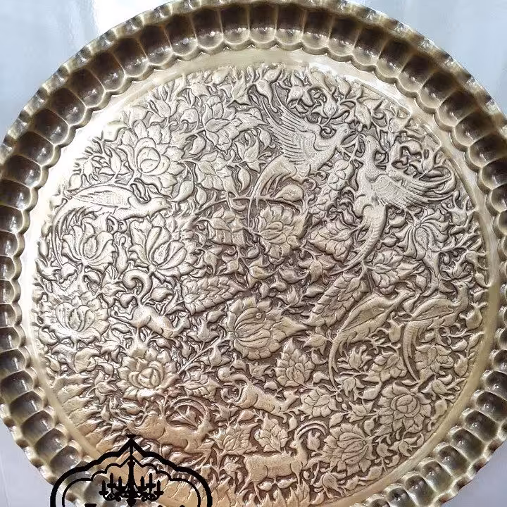 مجمع57سانت لب کنگره ای جنس برنج طرح گل ومرغ رنگ آنتیک و نانو