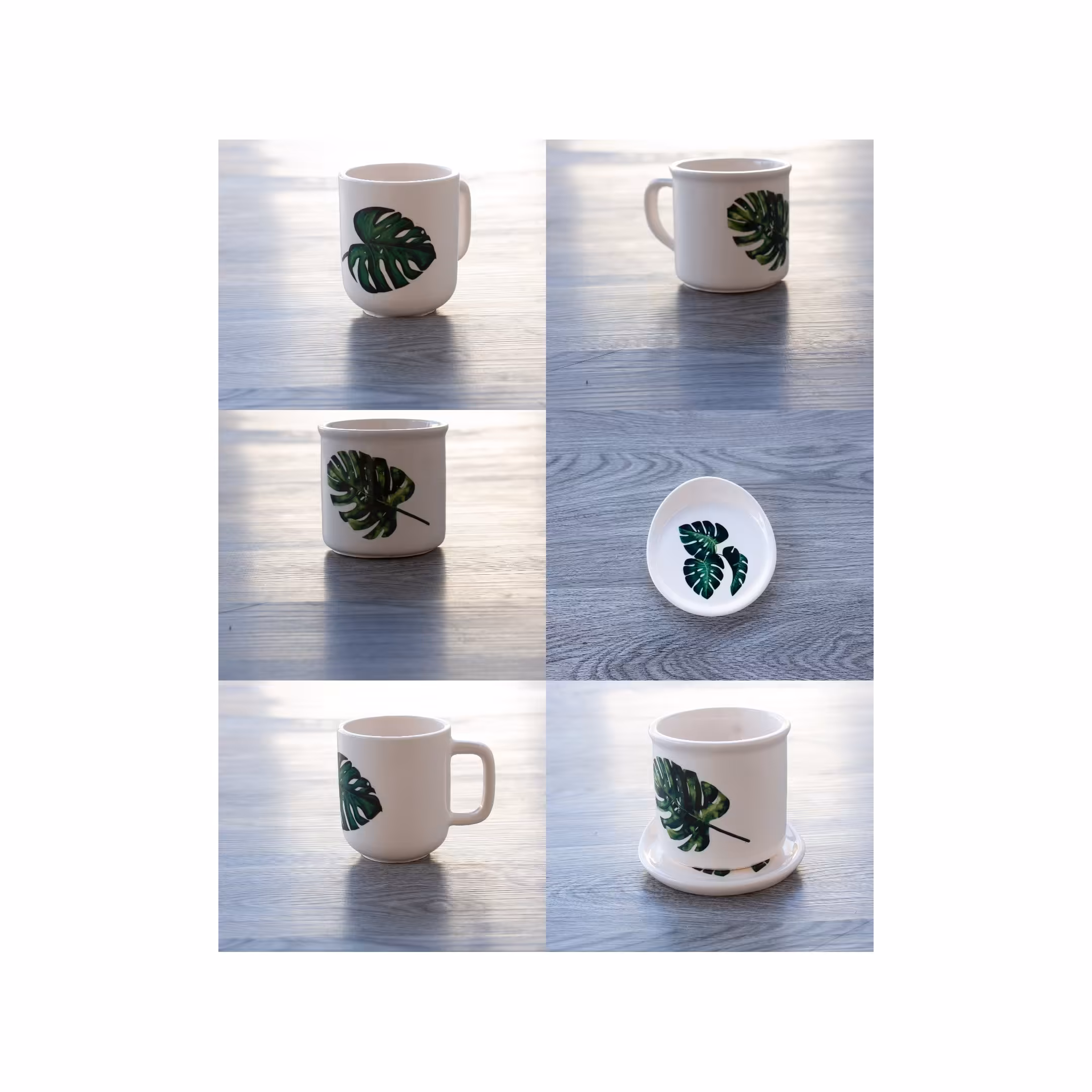 ماگ به همراه زیر لیوانی طرح برگ سبز فروش فقط به صورت عمده