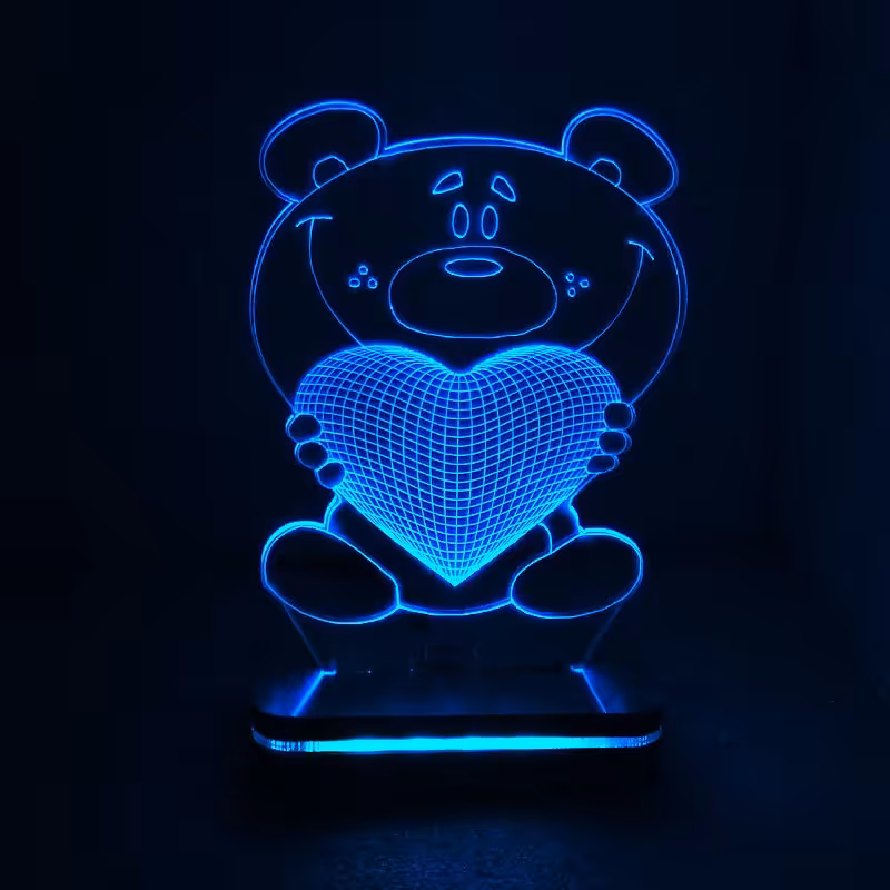 چراغ خواب طرح خرس و قلب ریموتی 16 رنگ سان لیزر - LED کم مصرف