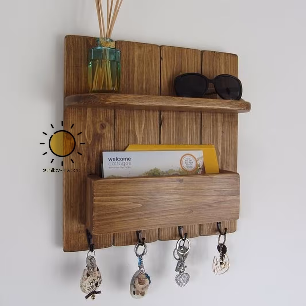 جا کلیدی چوبی دیواری ، باکس دار ، کلید آویز چوبی ، جاکلیدی چوبی