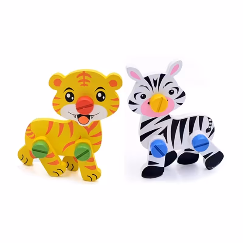 اسباب بازی چوبی ساختنی مدل ببر و گورخر مدل HMY9073B