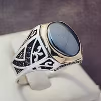 نگین حدید اصل و معدنی با رکاب نقره زیبا مردانه. 