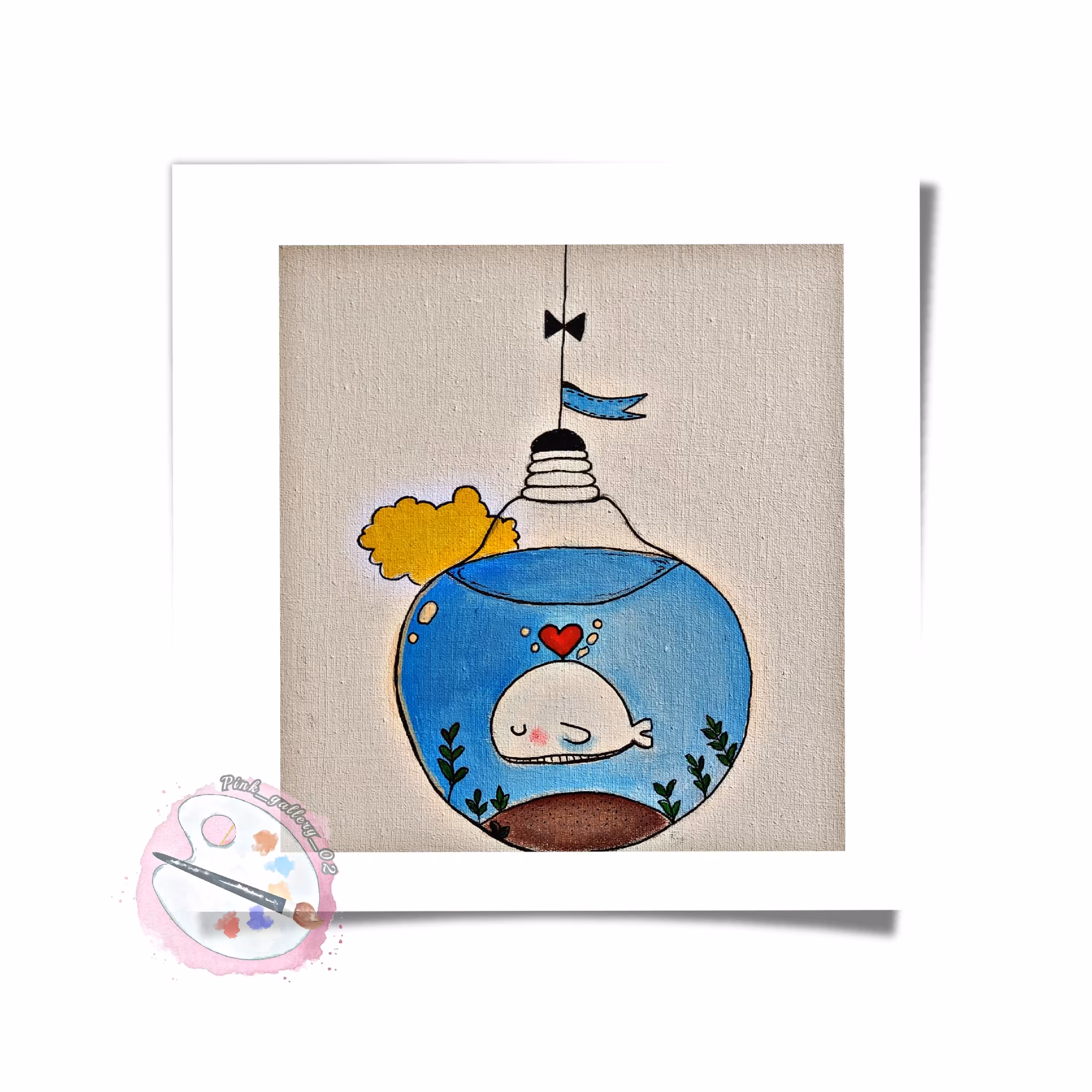 تابلو لکرولیک روی بوم مناسب اتاق کودک ابعاد 20در20