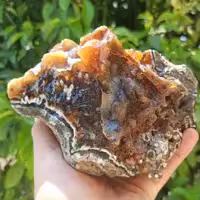 یک تکه کلوخه سنگ راف عقیق عسلی تزئینی کلکسیونی و قابل تراش 