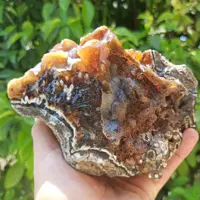 یک تکه کلوخه سنگ راف عقیق عسلی تزئینی کلکسیونی و قابل تراش 