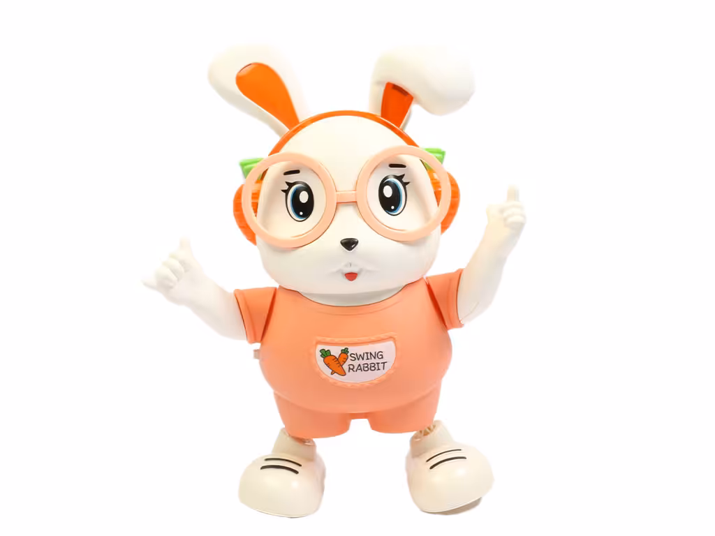 ربات خرگوش عینکی هدفون دار رقاص، موزیکال و چراغدار اسباب بازی