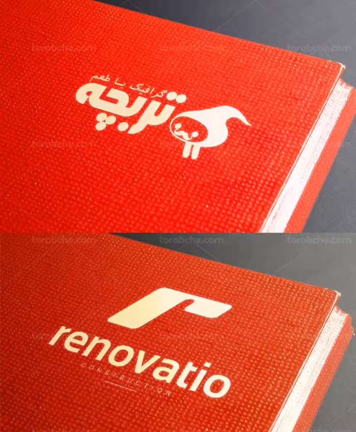 طرح لایه باز موکاپ لوگوی جلد کتاب قرمز - گرافیک با طعم تربچه