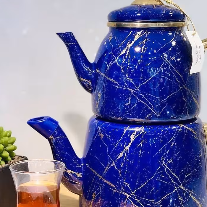 کتری قوری پاچی آبی ماربل