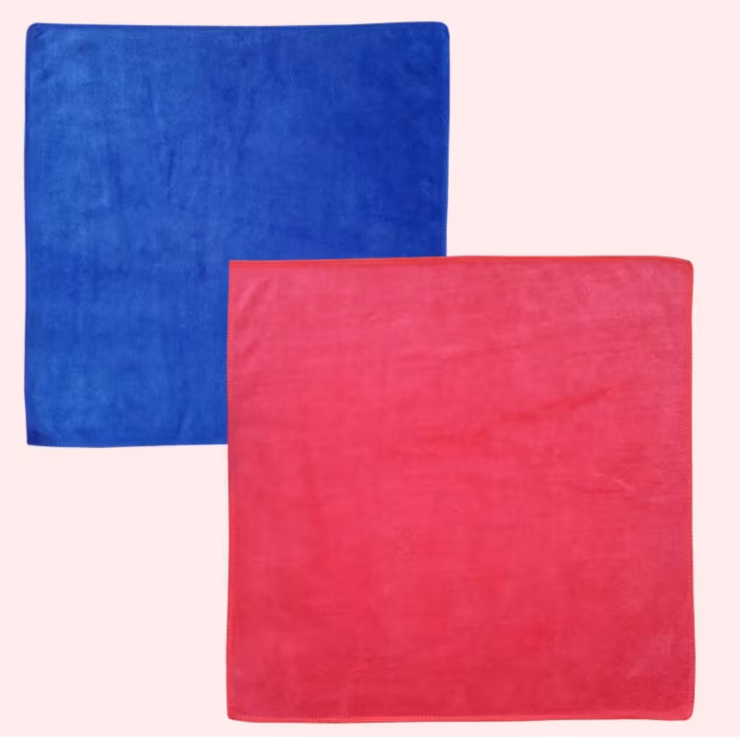 دستمال نانو میکرو فایبر مجموعه 2 عددی ابعاد 40 در 40 مناسب برای نظافت شیشه و منزل 