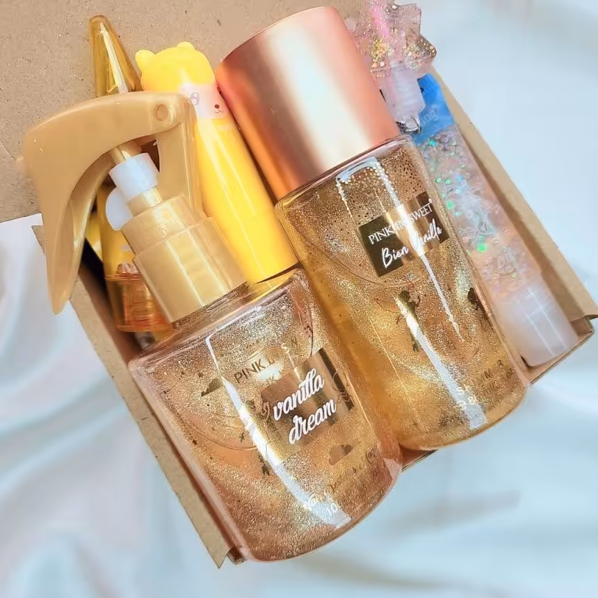 پکیج کادویی طلایی بادی اسپلش و عطر مو و شیمر شاین با ارسال رایگان