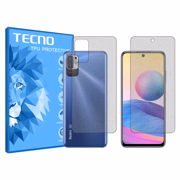 گلس صفحه نمایش و پشت گوشی شیائومی Redmi Note 10 5G مدل هیدروژلی مات برند تکنو کد SS