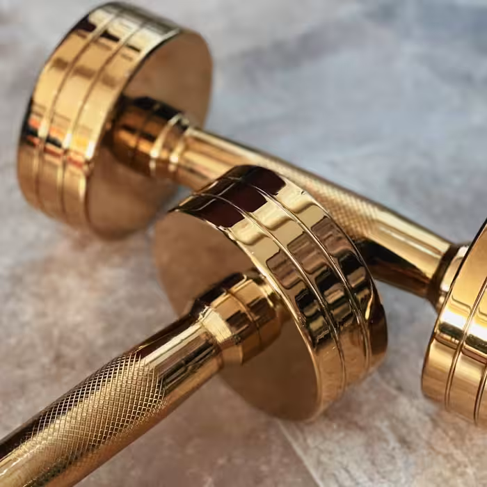 دمبل تمام استیل طلایی