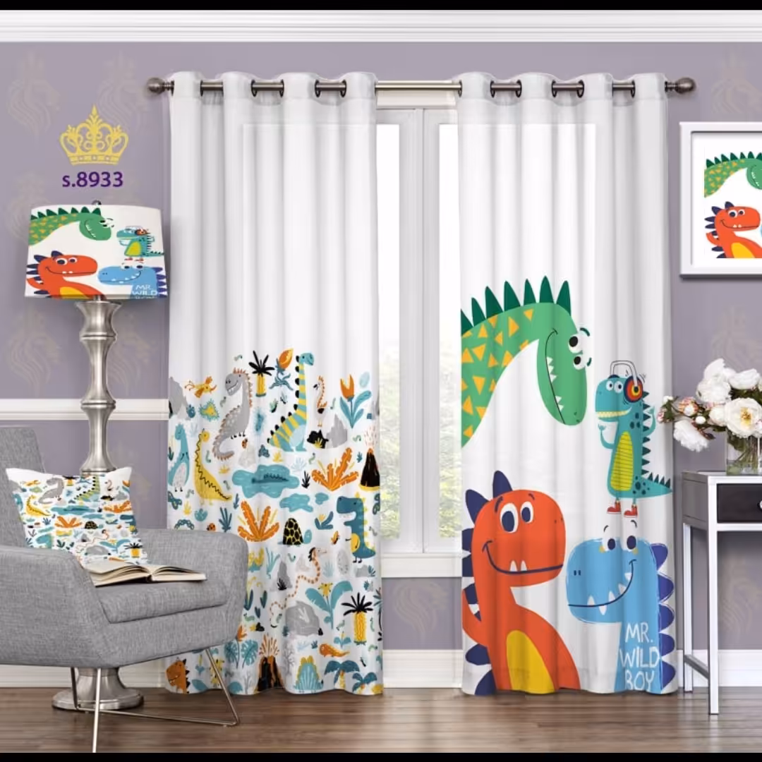 پرده اتاق خواب کودک دو قواره طرح کارتونی کد S8933