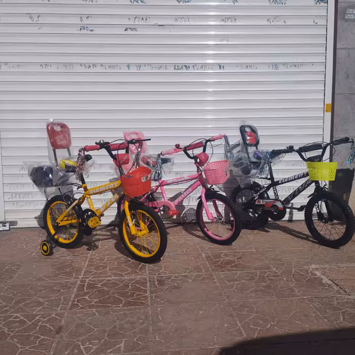 دوچرخه سایز 16 طوقه فلزی همراه با صندوق،کمکی،پشتی،زنگ،شرشره...