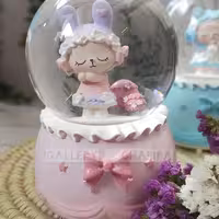 گوی متوسط دختر خرسی چراغ دار و موزیکال صورتی 