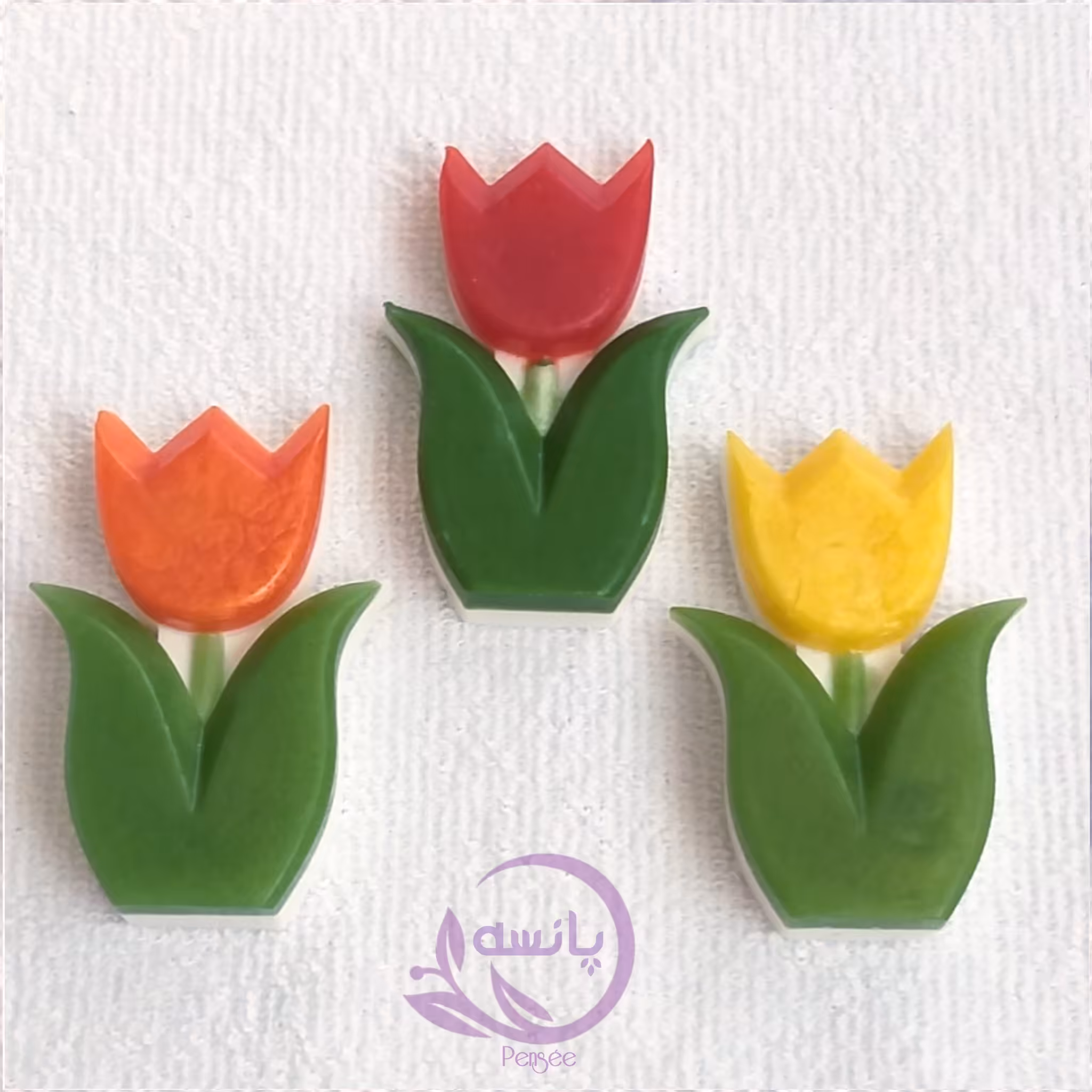 صابون فانتزی معطر طرح گل لاله . گلیسیرینه و مناسب برای مصرف روزانه و تزیین