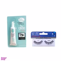 چسب مژه مصنوعی فلش بیوتی (Flash Beauty) مدل Adhesive وزن 7 گرم + مژه مصنوعی جفتی تیک با نخ نامریی شماره TIK 20 مجموعه 2 عددی