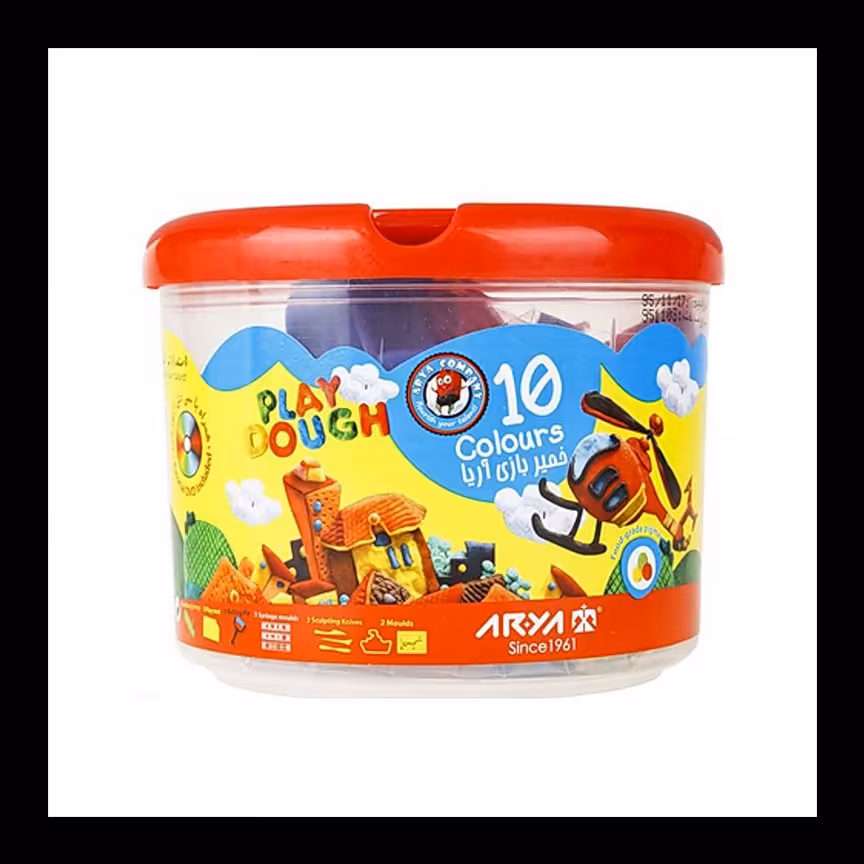 خمیر بازی 10 رنگ سطلی آریا با DVD