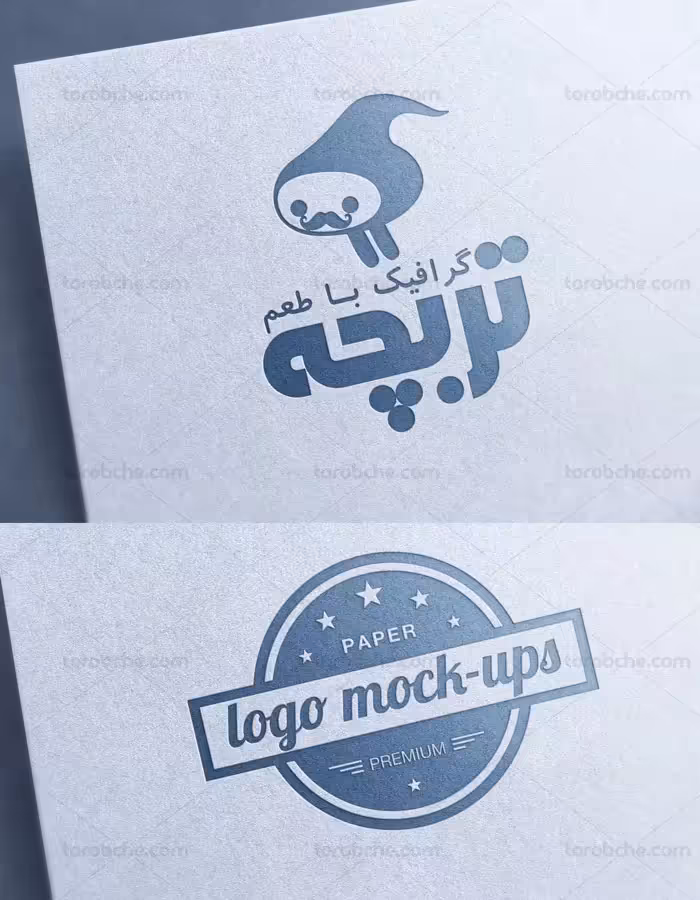 طرح لایه باز موکاپ لوگو در گوشه زمینه کاغذی - گرافیک با طعم تربچه
