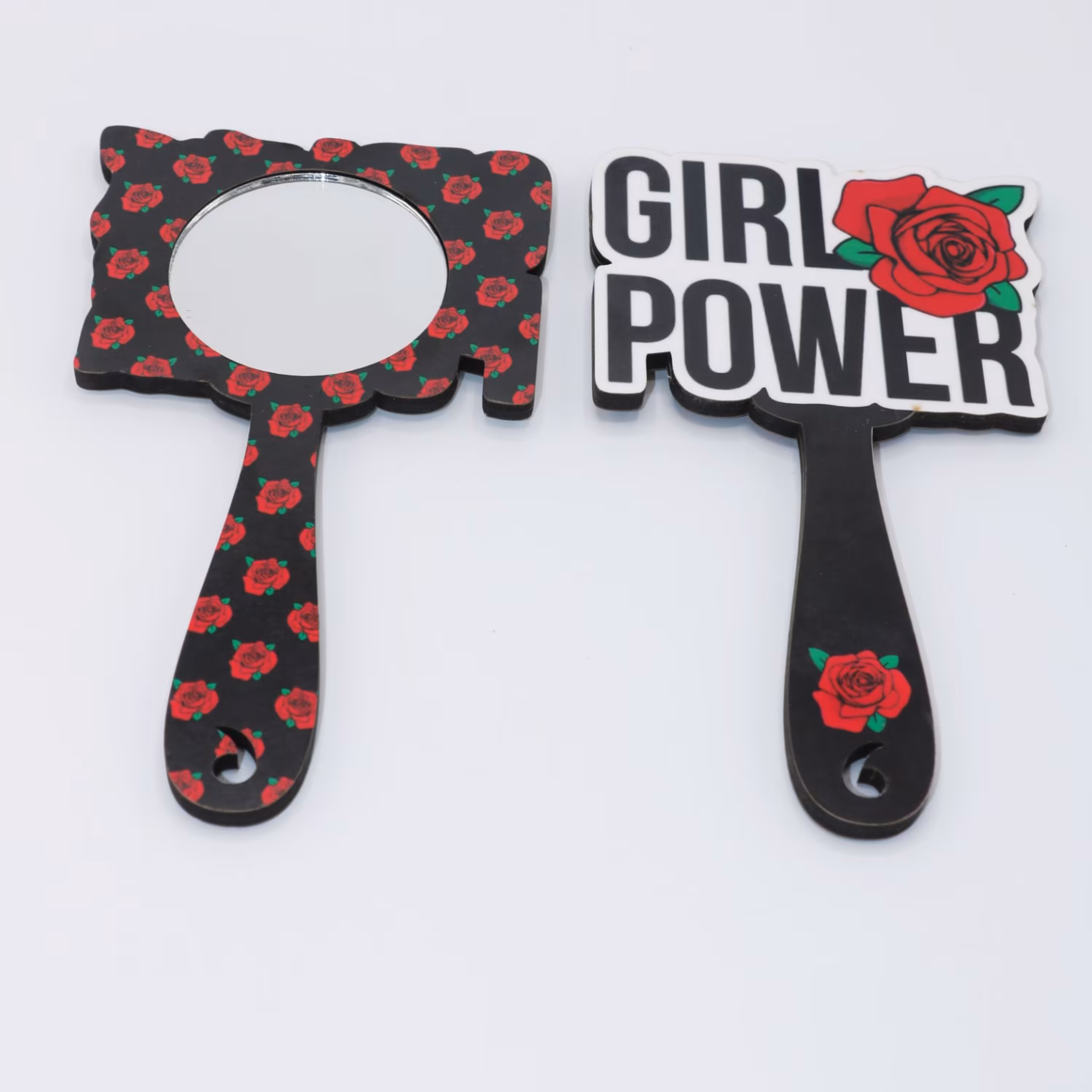 آینه دستی چوبی فانتزی طرح قدرت دختر