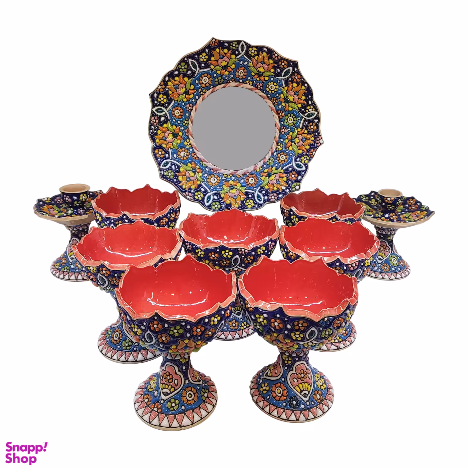 ست ظروف هفت سین میناکاری مدل ترنج مجموعه 10 عددی