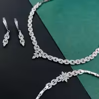 سرویس نقره با روکش طلا سفید  کد 12