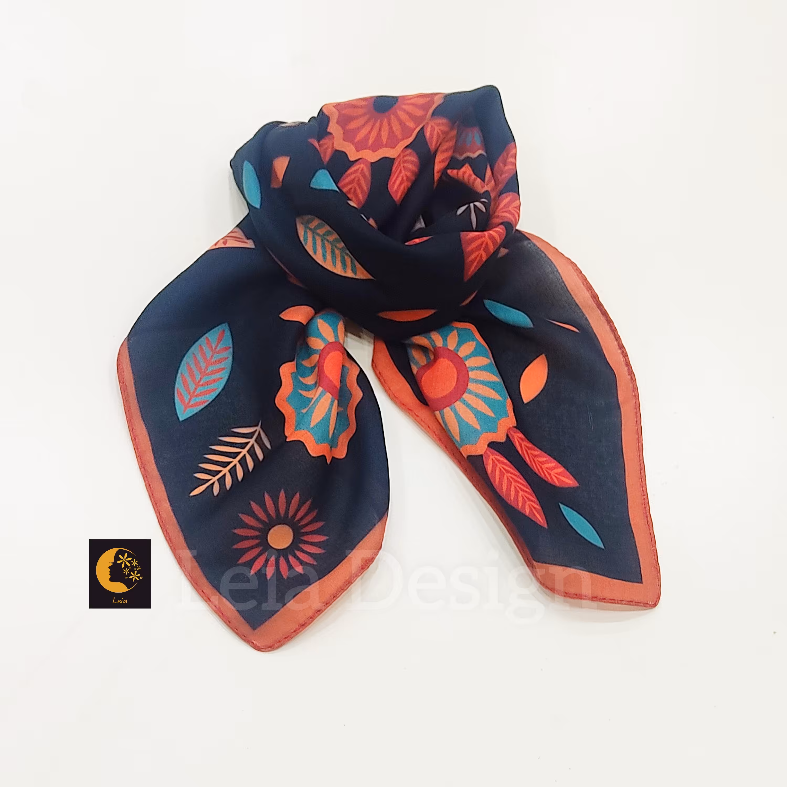 مینی اسکارف نخی سبز تیره گلدار 70سانتی نرم و لطیف ایستایی خیلی خوب
