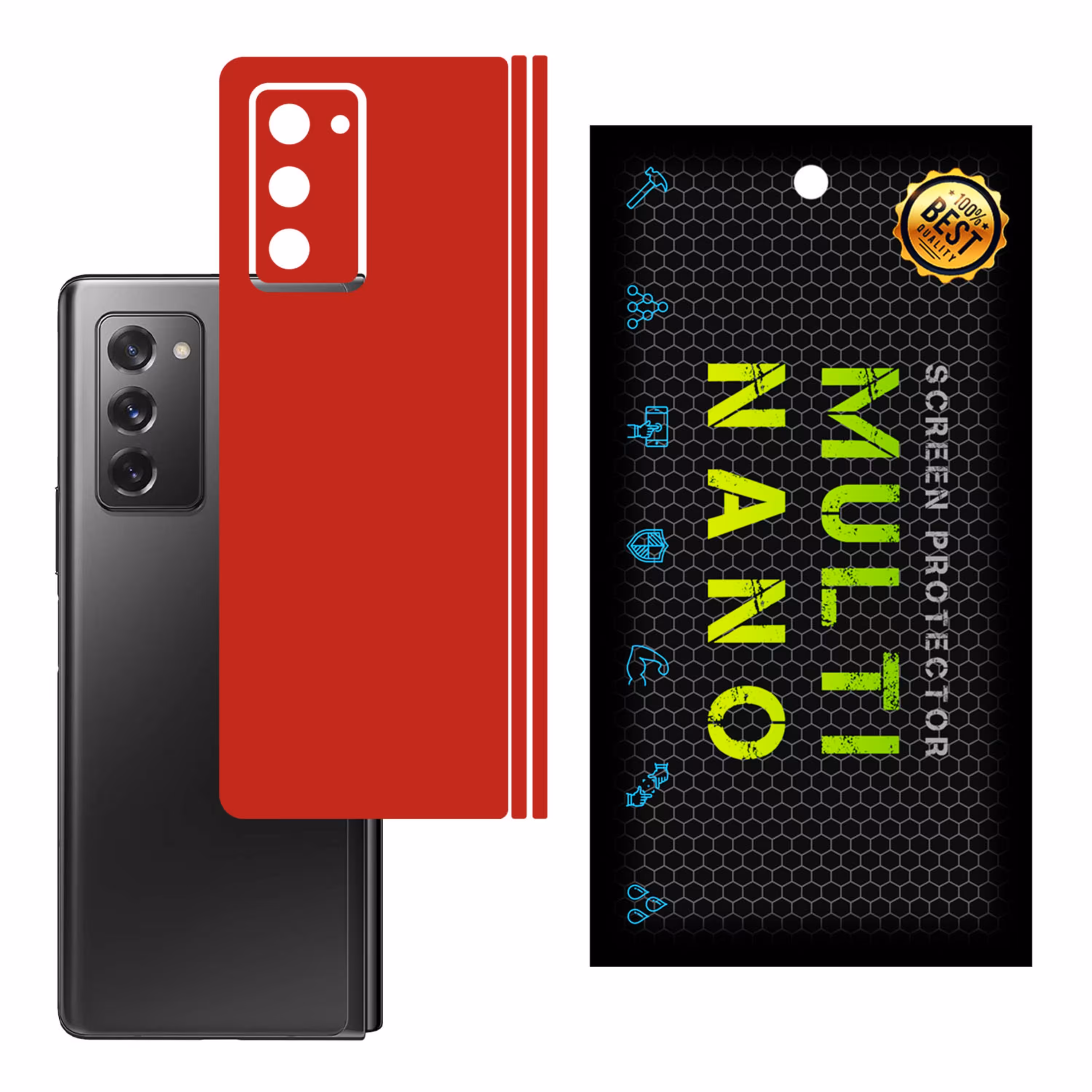 برچسب پوششی MultiNano مدل X-F1M-Red برای پشت موبایل  سامسونگ Z Fold 2