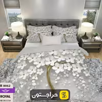 سرویس رو تختی دو نفره طرح درخت شکوفه جنس میکروتترون سه بعدی برای تخت160