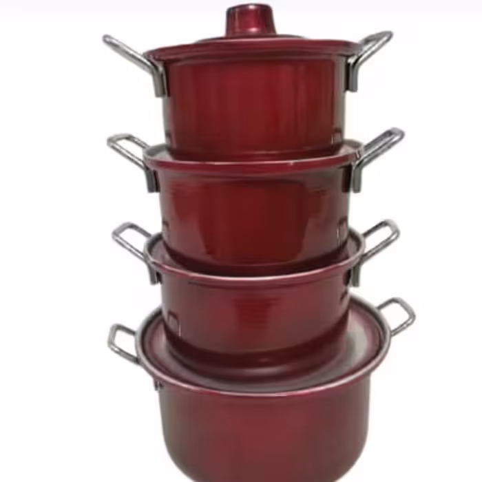 سرویس قابلمه 8 پارچه روحی زرشکی دسته دار